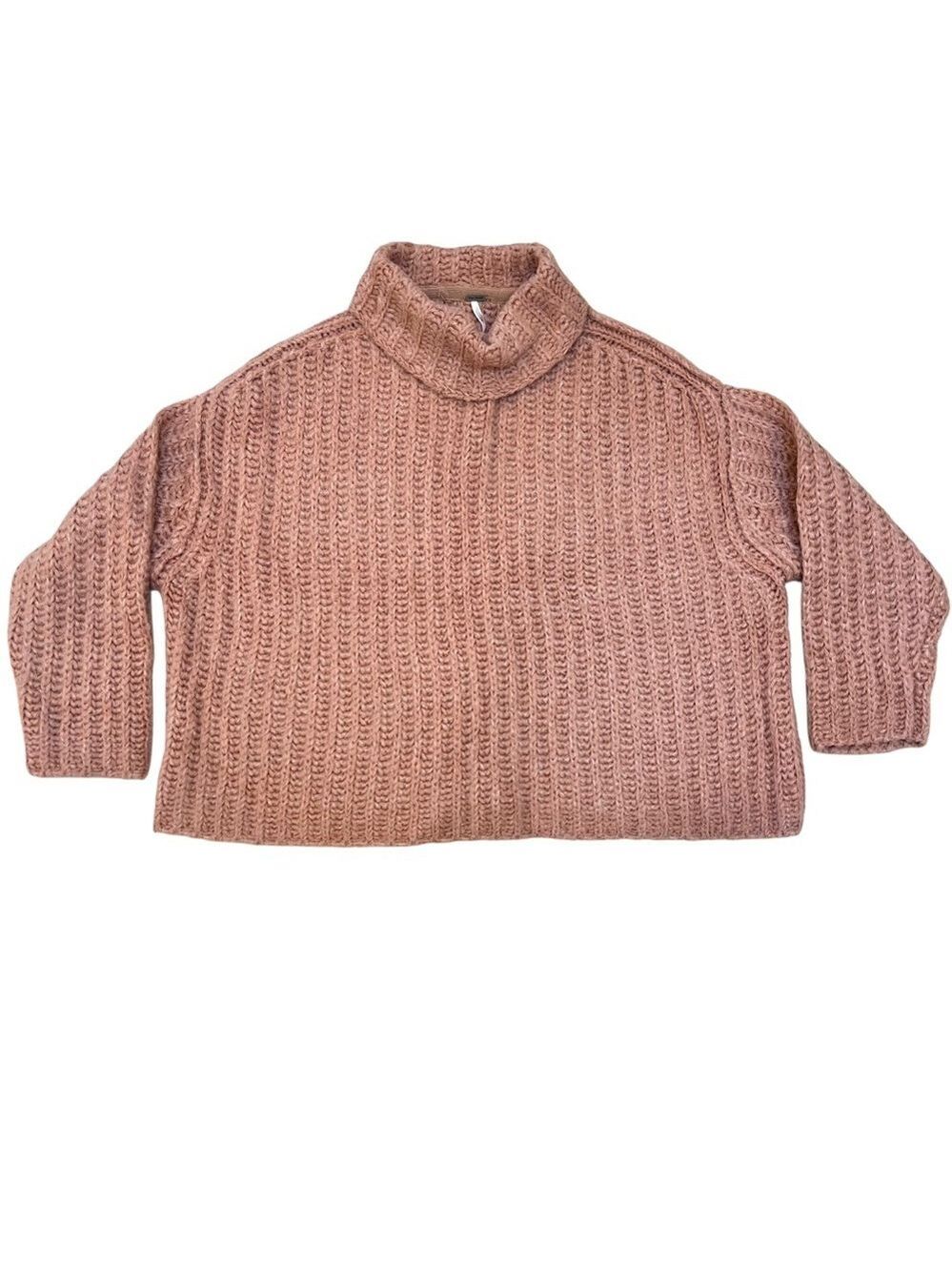 Free People Cowl Neck Long Sleeve Warm Brown Sweater-Size XS
